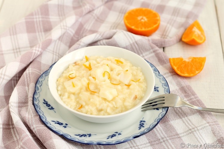 Risotto con baccalà e succo di clementine