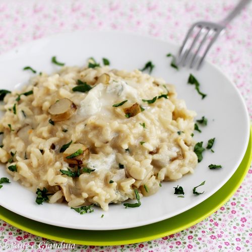 Risotto con topinambour e gorgonzola
