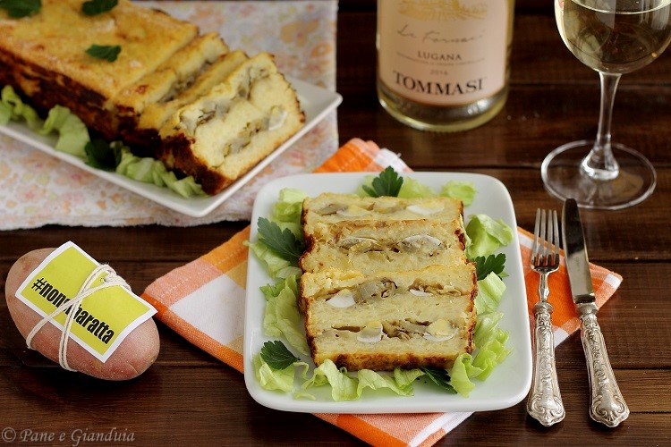 Mattonella di patate con carciofi e uova
