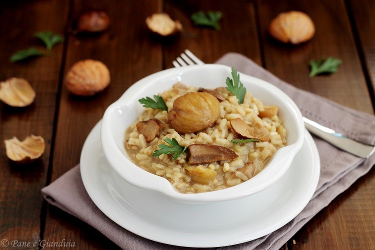 Risotto con funghi porcini e castagne