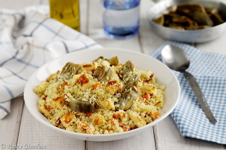 Cous cous con carciofi e frittata