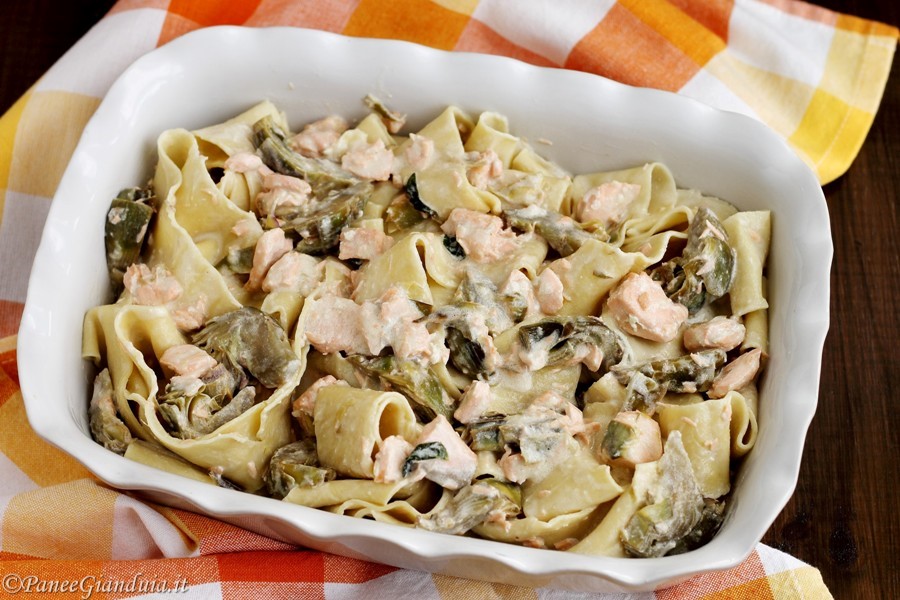 Pappardelle ai carciofi e salmone