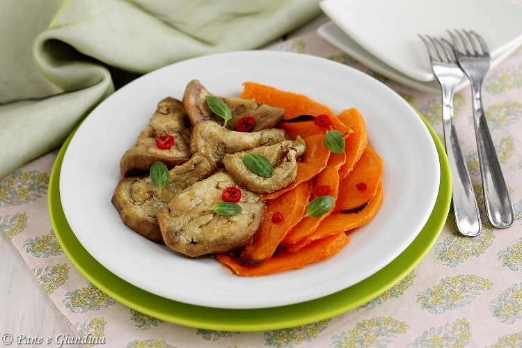 Antipasto vegetariano con zucca alla piastra